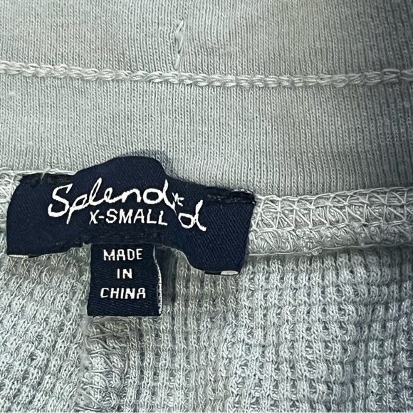 Splendid shorts tie waist thermal waffle mineral wash raw hem blue size XS - Picture 5 of 12